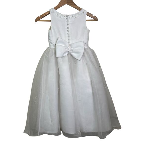Vivian Nicole Size 6 White Tulle Bling Flower Girl First Communion Dress - Picture 6 of 10